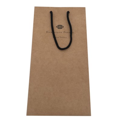 High quality custom printed recycled brown kraft paper bag for wine bottle