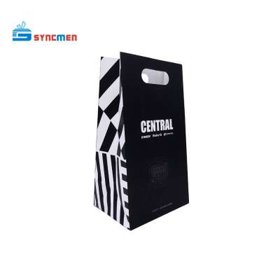 Custom made black die cut handle paper packaging bag for gift